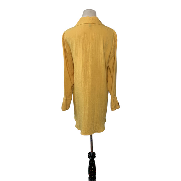 Peck & Peck yellow buttoned long sleeves tunic blouse size small - Picture 2 of 9